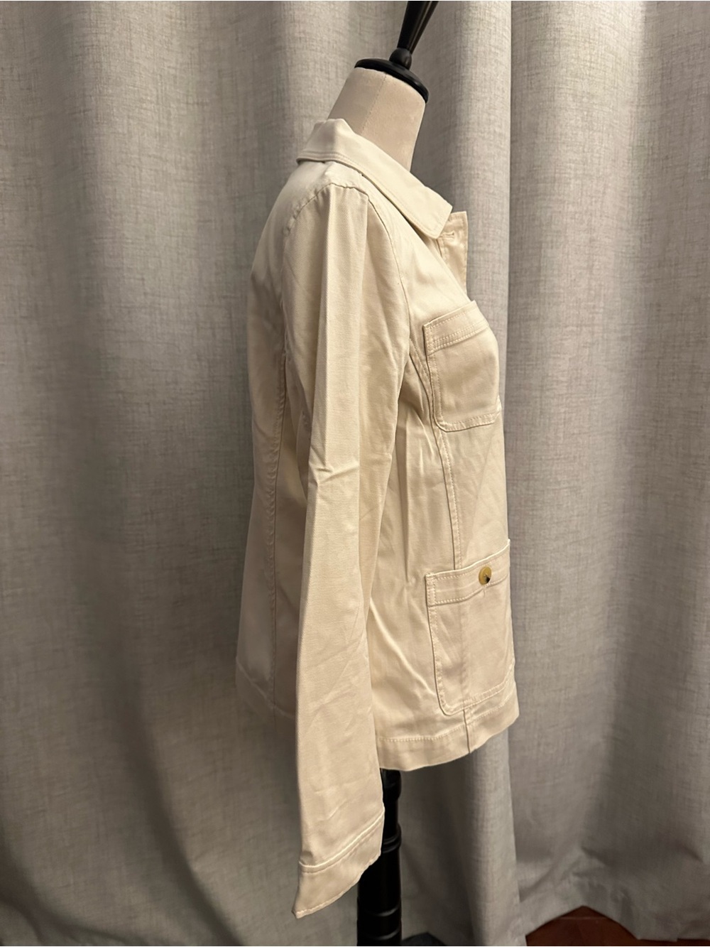 Talbots Cream Utility Button-Front Jacket - Picture 3 of 5